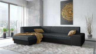 Stylefy Panaro Ecksofa Kunstleder MADRYT Strukturstoff BERLIN Schwarz Schwarz Links mit