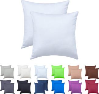 NatureMark 2er Pack Jersey Kissenbezug Kissenhülle Kissenbezüge Seitenschläferkissen Nackenkissen viele Größen und Farben ÖKO-TEX (80x80 cm, Weiß)