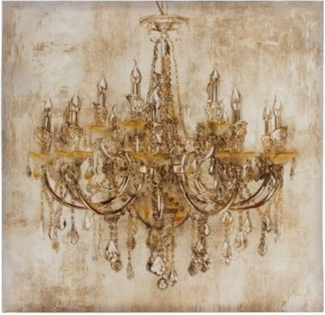 Casa Padrino Barock Ölgemälde Kronleuchter Mehrfarbig 80 x H. 80 cm - Prachtvolles Ölbild