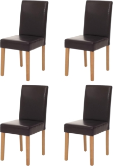 4er-Set Esszimmerstuhl Stuhl Küchenstuhl Littau ~ Leder, braun helle Beine