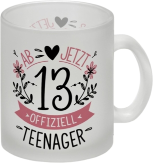 speecheese Tasse Ab jetzt offiziell Teenager Glas Tasse zum 13. Geburtstag