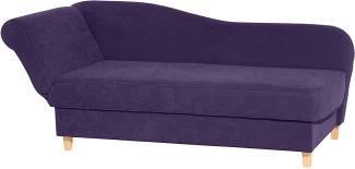 Selma Recamiere mit Armteil links klappbar Veloursstoff Violett Buche Natur