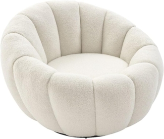 Vente-unique - Drehsessel muschelförmig - Bouclé-Stoff - Weiß - COSSATO