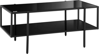 HOMCOM Couchtisch mit 2 Ablage, aus Hartglas (Kaffeetisch, 1-St, Beistelltisch), für Wohnzimmer, Schlafzimmer, 100 x 55 x 45,5 cm, Stahl, Schwarz