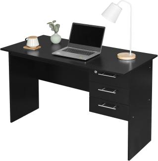 WOLTU® Schreibtisch TS59sz Computertisch Bürotisch Arbeitstisch PC Laptop Tisch, mit 3 Schubladen und Schloss, aus Holz, 120 x 59 x 75 cm(BxTxH), Schwarz