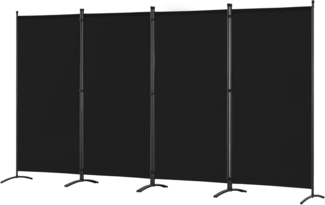 Angel Living Paravent Raumteiler Paravent, Sichtschutz aus Stahl & Polyester (4 St), Balkon-Trennwand in Schwarz, 324x170cm