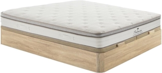 Vente-unique - Bett-Set 180x200 cm - Bettkasten Natur hell + Taschenfederkernmatratze 7 Zonen + TPE - 28 cm - ONEBIA von PALACIO