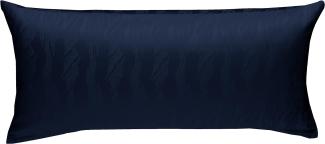 Bettwaesche-mit-Stil Mako Satin Damast Bettwäsche Waves Dunkel Blau Kissenbezug 40x80 cm