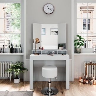Vicco Schminktisch Weiß 89.5 cm mit Hocker, Nora
