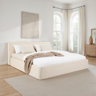 IDIMEX Polsterbett DREAM, Doppelbett 180x200 cm inkl. Lattenrost mit Samt Stoffbezug cremeweiß