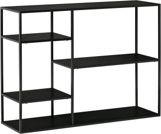 HOMCOM Standregal Bücherregal Lagerregal Aktenregal mit 5 offenen Fächern Küchenregal Metall Schwarz 120 x 35 x 87,5 cm