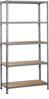 Simonrack Schwerlastregal, Lagerregal, 200 x 120 x 40 cm, Metallregal, Kellerregal, Biegestelle 200 kg, 5 Holzfachböden, Grau/Holz - Maderclick