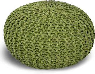 casamia Pouf Ø 55 o. 45 cm Sitzpouf Strickhocker Sitzpouf Bodenkissen nachhaltig Grobstrick Optik Größe ø 45 cm, Farbe grün