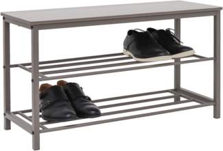DuneDesign Schuhregal Schuhbank mit Sitzfläche Holz 80 x 30 x 45 Metallregal, Praktisches Sitzbank - modernes Sitzmöbel