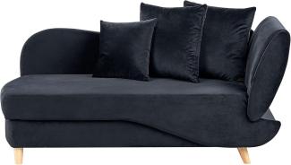 Chaiselongue Samtstoff schwarz mit Bettkasten rechtsseitig MERI II