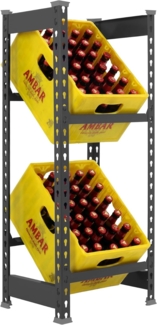 Simonrack Getränkekistenregal, 4 Kästen, Flaschenregal, Getränkekistenhalter, Kistenregal, Blau - Simonbottle