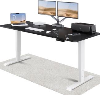 Höhenverstellbarer Schreibtisch - Höhenverstellbar Elektrisch mit Flüsterleisem Dual-Motor & Touchscreen - Hohe Tragfähigkeit - Stehtisch von Desktronic, Weiß + Schwarz, 200x80 cm