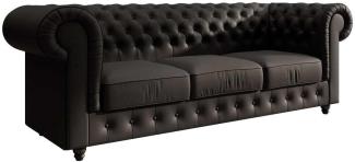 Chesterfield Sofa Hermine (Kunstleder) Schwarz