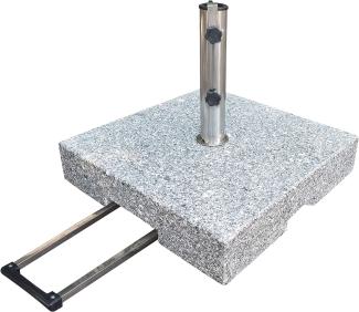 Pure Home & Garden Granit-Schirmständer mit Rollen & Trolley-Funktion, grau