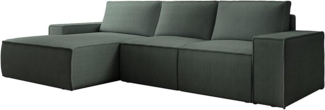 Vente-unique - Großes Ecksofa mit Schlaffunktion - Ecke links - Cord - Grün - AMELIA
