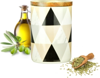 Vorratsdose 800ml mit Holzdeckel Gummidichtung Porzellan Vorratsbehälter Dose #6