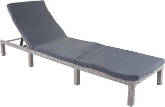 Poly-Rattan Sonnenliege HWC-A51, Relaxliege Gartenliege Liege ~ Basic grau, Kissen dunkelgrau