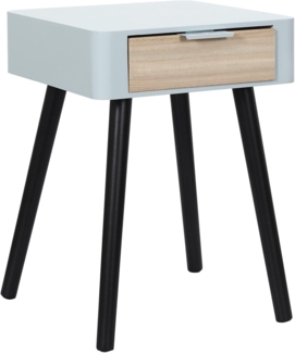 HOME DECO FACTORY, HD7465, Nachttisch mit 1 Schublade aus zweifarbigem Holz, modernes und praktisches Design, ideal für Schlafzimmer, Maße 35 x 40 x 48 cm, Farbe Grau und Rohholz