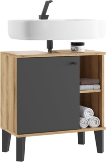 Waschbeckenunterschrank Torsby in grau und Eiche 60 cm