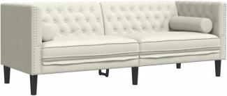 vidaXL Chesterfield-Sofa mit Nackenrollen 3-Sitzer Creme Samt 372700