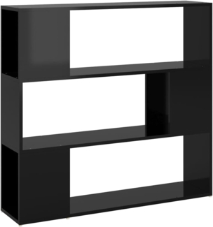 vidaXL Bücherregal Raumteiler Hochglanz-Schwarz 100x24x94 cm 809186