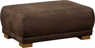 Cavadore Sofa-Hocker "Modeo" / Sitzhocker für Sofa mit moderner Kontrastnaht / Hochwertiger Mikrofaser-Bezug in Wildlederoptik / Holzfüße / Maße: 100x40x66 cm (BxHxT) / Farbe: Mokka (dunkelbraun)