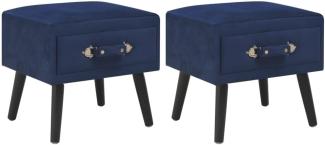 vidaXL Nachttische 2 Stk. Blau 40 x 35 x 40 cm Samt 276384
