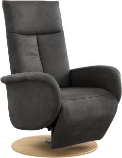 CAVADORE TV-Sessel Juba / Fernsehsessel mit manuell verstellbarer Relaxfunktion / 75 x 112 x 82 / Lederoptik, Grau