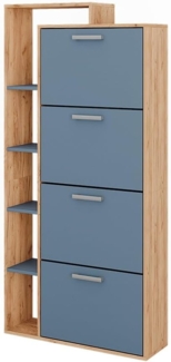 Schuhkipper Orlando Goldkraft Eiche/Blau 80 x 166.1 cm mit 4 Fächern Vicco