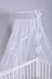 Amilian Betthimmel mit Himmelstange, Himmelhalter - Himmelbett Gestell - für Babybett (Himmelbett Gestell für Babybett, Stubenwagen, Babywiege), Vollstoffhimmel oder Chiffonhimmel