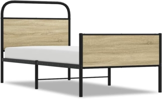 vidaXL Bettgestell ohne Matratze 75x190 cm Sonoma-Eiche Holzwerkstoff 4100436