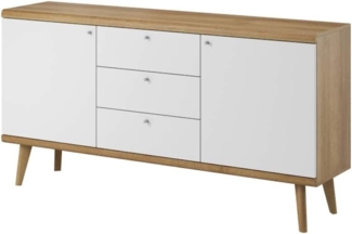 Selsey Schrank, Weiß Matt/Eiche Skandinavisch, 160 x 40 x 83 cm