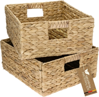 HMF Regalkorb Handgeflochtener Aufbewahrungskorb aus Wasserhyazinthe Seegras (2 St), Aufbewahrungsbox passend für Kallax Regal halbes Fach, 30 x 34 x 15 cm