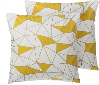 Kissen 2er Set Geometrisches Muster CLARKIA Baumwolle 45 x 45 cm Gelb