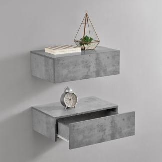 Wandregal Oslo 2er Set 46x30x15cm Beton-Optik [en. casa]