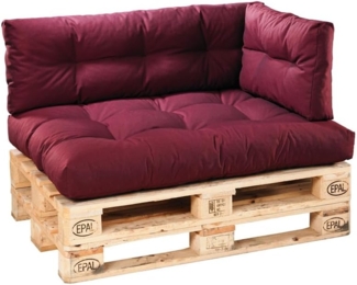 Traumnacht Outdoor Palettenauflage mit Schaumstoffstäbchen gefüllt, Palettenkissen, Palettenpolster Palettenmöbel Palettensofa 3er Set (Sitz+Rücken+Seitenteil), rot