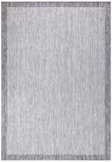 Outdoor Teppich Wetterfest - 240x340cm - Grau Weiß - Bordüre - Teppiche für Terrasse Balkon Garten Indoor