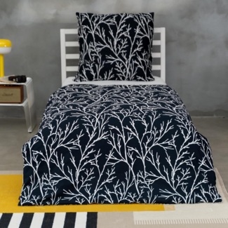 Brielle Bettwäsche Mako Satin Wendebettwäsche-Set - 2-tlg - Schwarz-Weiss, 2 teilig, Mit Reißverschluss, 100% Baumwolle