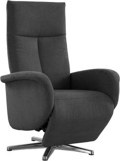 CAVADORE TV-Sessel Juba / Pflegeleichter Fernsehsessel mit manuell verstellbarer Relaxfunktion / 75 x 112 x 82 / Soft Clean Bezug, Dunkelgrau