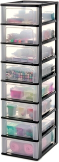 Iris Ohyama, Schubladenschrank, Schubladencontainer, 8 Schubladen mit 7 L, Format A4, durchsichtige Schubladen, Büro, Wohnzimmer - Organizer Chest OCH-2008 - Schwarz