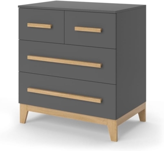 Vitalispa Kommode Grau/Eiche 80 x 88 cm mit 4 Schubladen, Malia