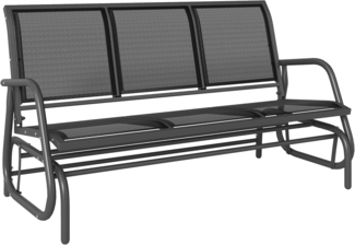 Outsunny Schaukelstuhl 3-Sitzer Gartenbank Gartenschaukel Sitzbank Parkbank Metall Gartenmöbel Schwarz 147 x 75 x 85 cm