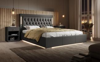 Designer Polsterbett Rio inkl. RGB, USB und Stauraum 140x200 Weiß H4