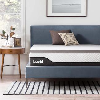 LUCID Memory Foam Matratzen Topper 180x200cm mit Bambuskohle, 5 cm dicke Matratzenauflage 180 x 200 cm, Grau