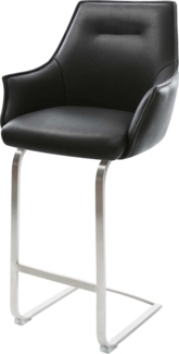 Barstuhl Alja-Flex Echt-Leder Schwarz Freischwinger flach Edelstahl Taschenfederkern